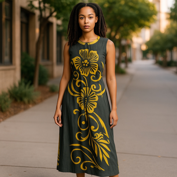 Women Kaftan Tunic Sleeveless  - with free Scrunchie - Image 3