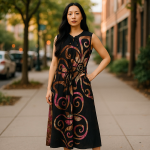 Women Kaftan Tunic Sleeveless  - with free Scrunchie