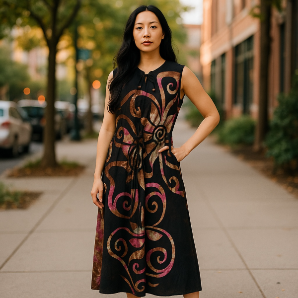 Women Kaftan Tunic Sleeveless  - with free Scrunchie