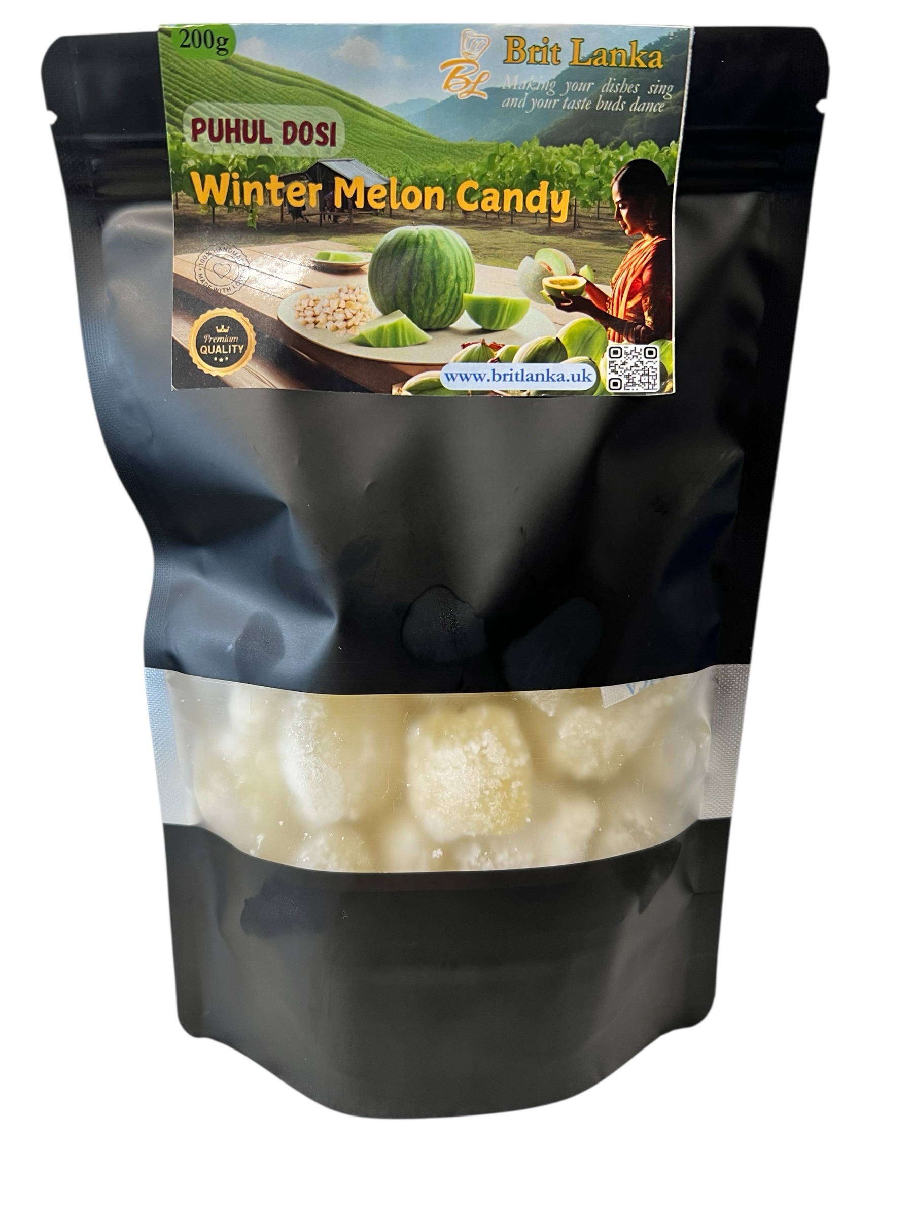 Packaged Winter Melon Candy – clear bag with traditional labeling and sweet cubes inside