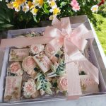 Handmade Cakesicle Treat Box with geo hearts and personalised cake pops