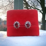 Women’s Silver 925 Earrings with Garnet and American Diamonds