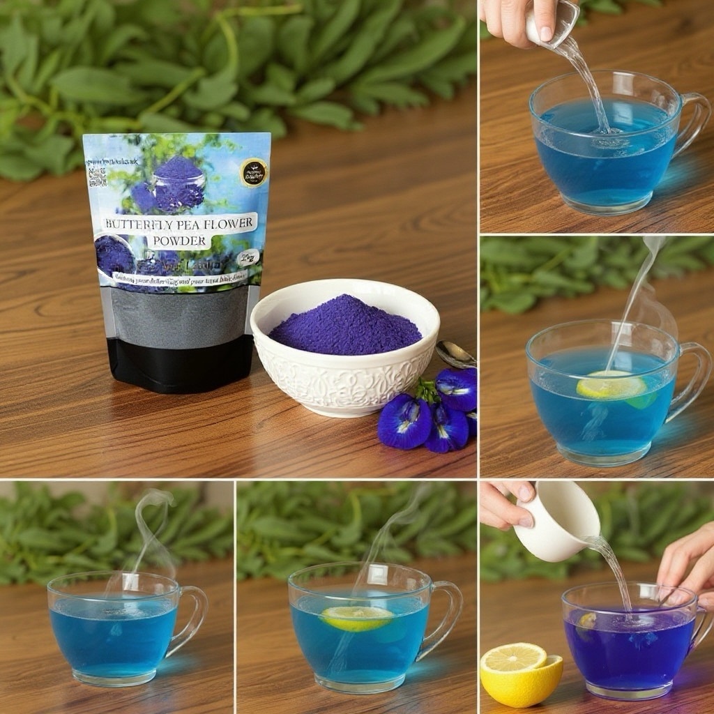 Dried Ceylon Blue Butterfly Pea flowers Powder Herbal 25g - Image 4