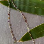 925 silver long muff chain with semi-precious stones amethyst garnet peridot aquamarine