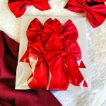 Handmade large red satin bows set of 6 for gifts and crafts