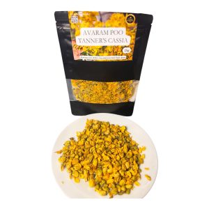 KILLI Aavaram Poo herbal powder front pouch – pure Senna auriculata from Sri Lanka